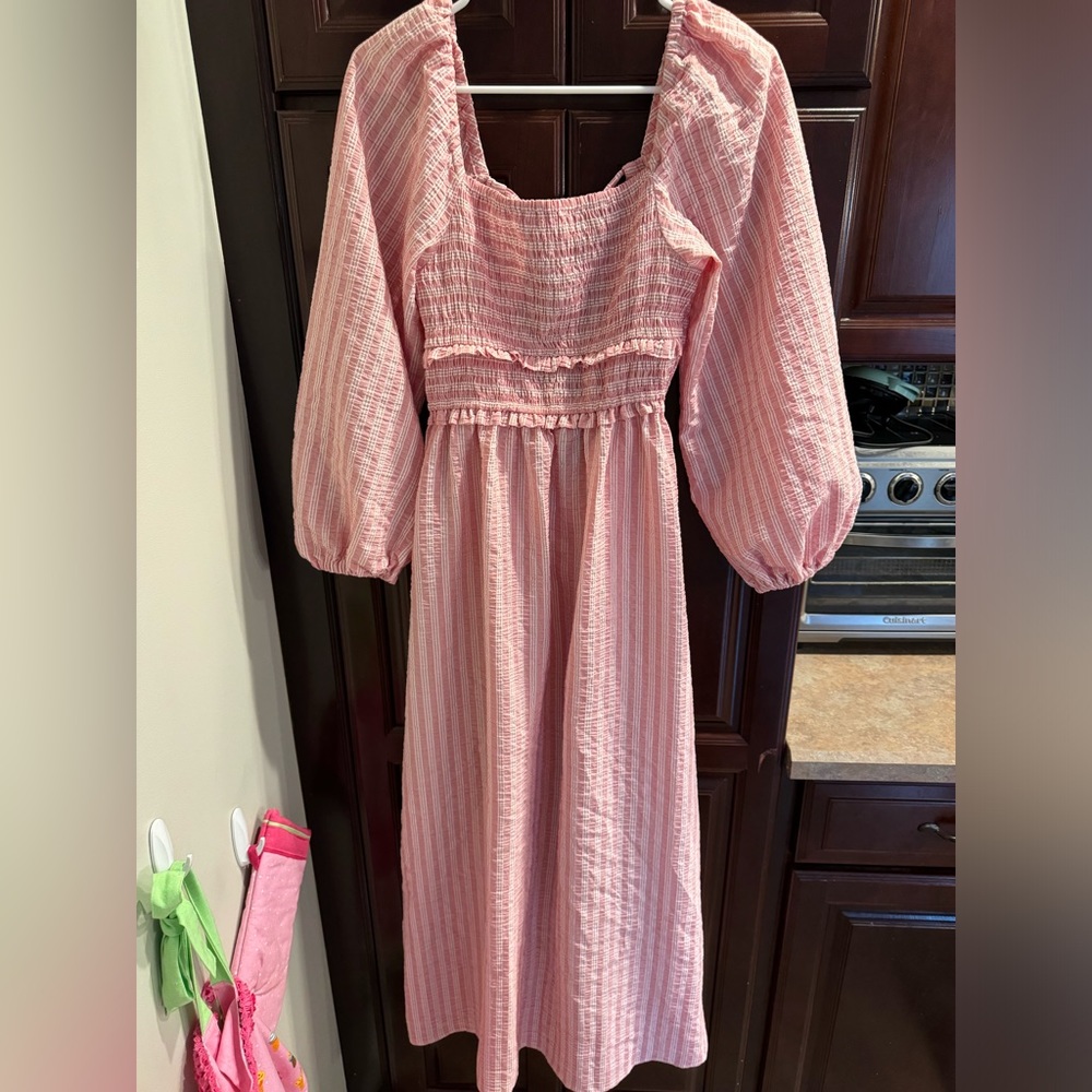 NWT Topshop Pink and white long sleeve Maxi dress size 8